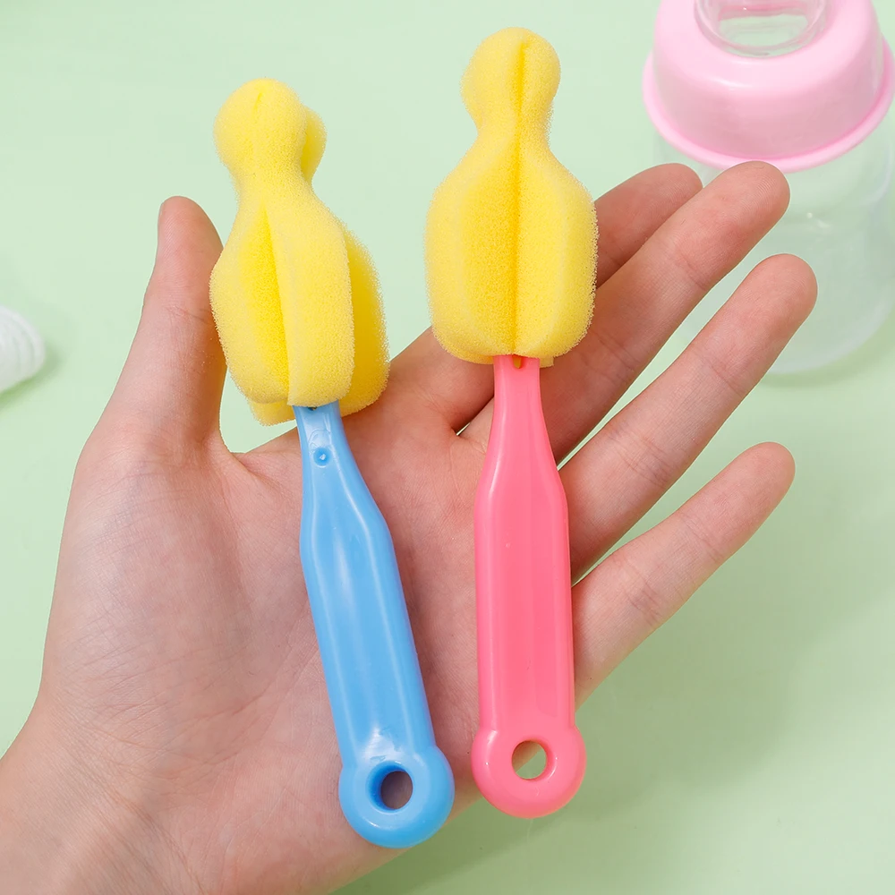 Sponge Nipple Cleaning Brush Long Handle Baby Pacifier Straw Scrubber 360° Washing Glass Cup Small Brush Kitchen Cleaning Tool