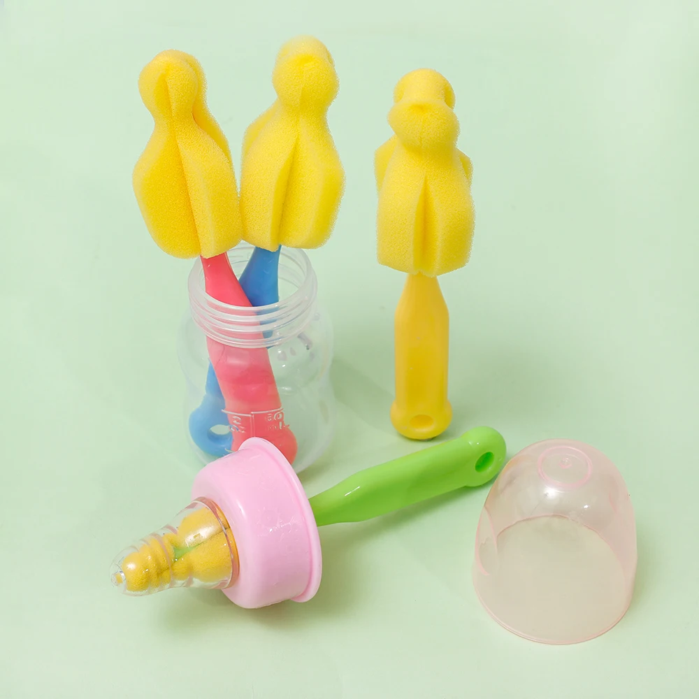 Sponge Nipple Cleaning Brush Long Handle Baby Pacifier Straw Scrubber 360° Washing Glass Cup Small Brush Kitchen Cleaning Tool