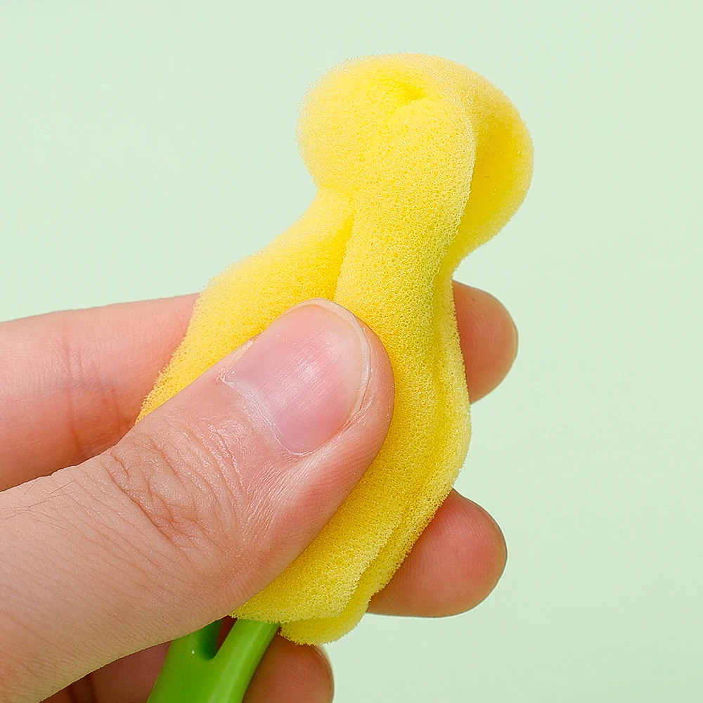 Sponge Nipple Cleaning Brush Long Handle Baby Pacifier Straw Scrubber 360° Washing Glass Cup Small Brush Kitchen Cleaning Tool